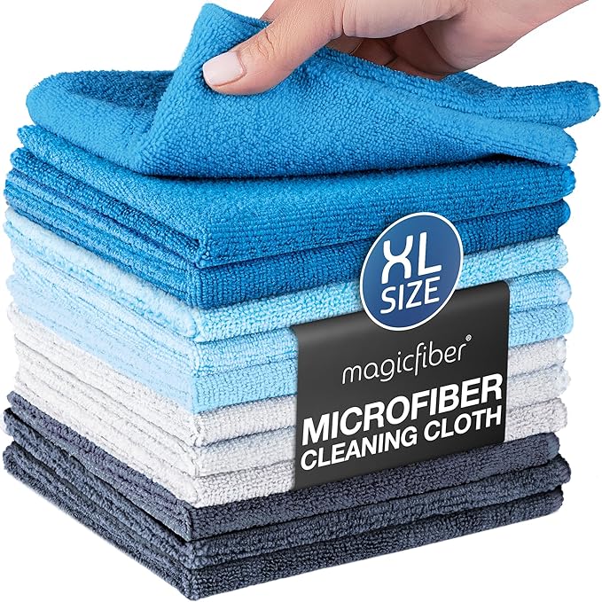 MagicFiber Microfiber Cleaning Cloth - Higher Quality, Larger Size - Micro Fiber Cloth for Cleaning Rags, Dust Cloths, Kitchen Dish Towels (12 Pack, 13âx11â)