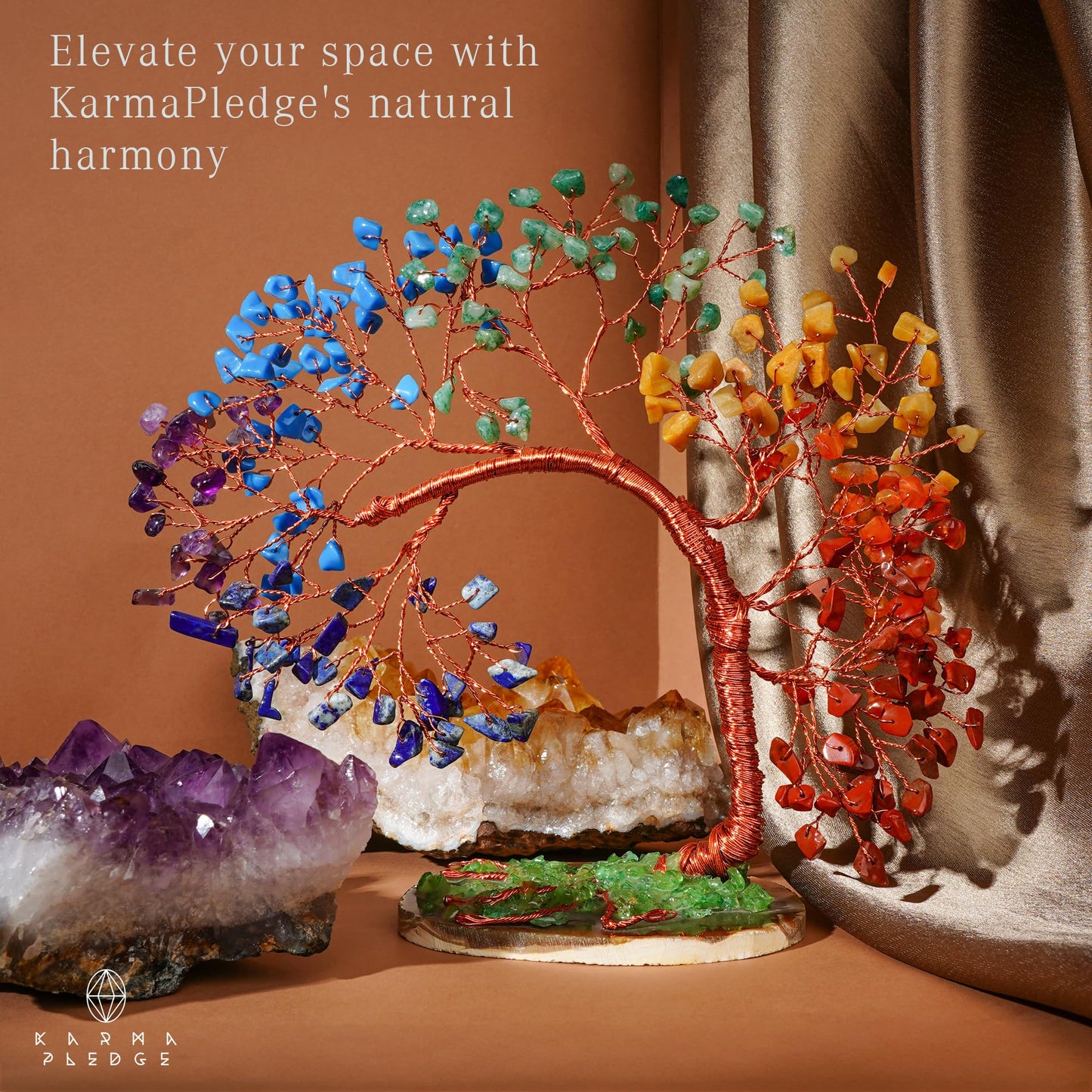 7 Chakra Tree of Life for Home, Office, Room, Wall Decor to Bring Money & Good Luck, Handmade Healing Crystal Tree Gifts for Women, Men, Mom & Dad, Unique Gifts for Birthday & Anniversary