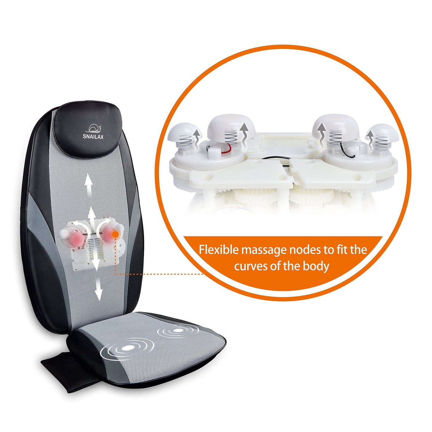 Snailax Shiatsu Back Massager with Heat Massage Chair Pad Kneading Back Massager for Pain Relief Deep Tissue Chair Massage Pad for Office Home, Gifts for Dad,Mom