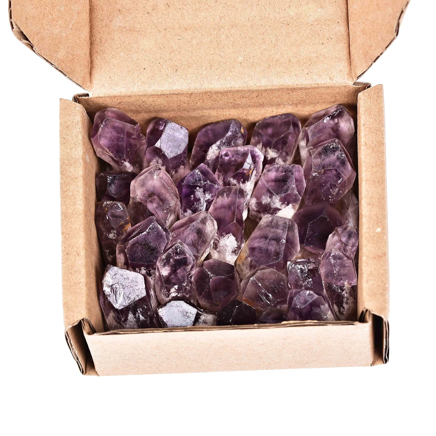 JIC Gem 24-30Pcs 0.4-0.5 Lbs Bulk Amethyst Healing Crystals Rough Stones,raw Amethyst Point Bulk,Amethyst Chips Bulk,for Reiki Healing,DIY Jewelry Making, Witchcraft, Tumbling, Fountain Rocks