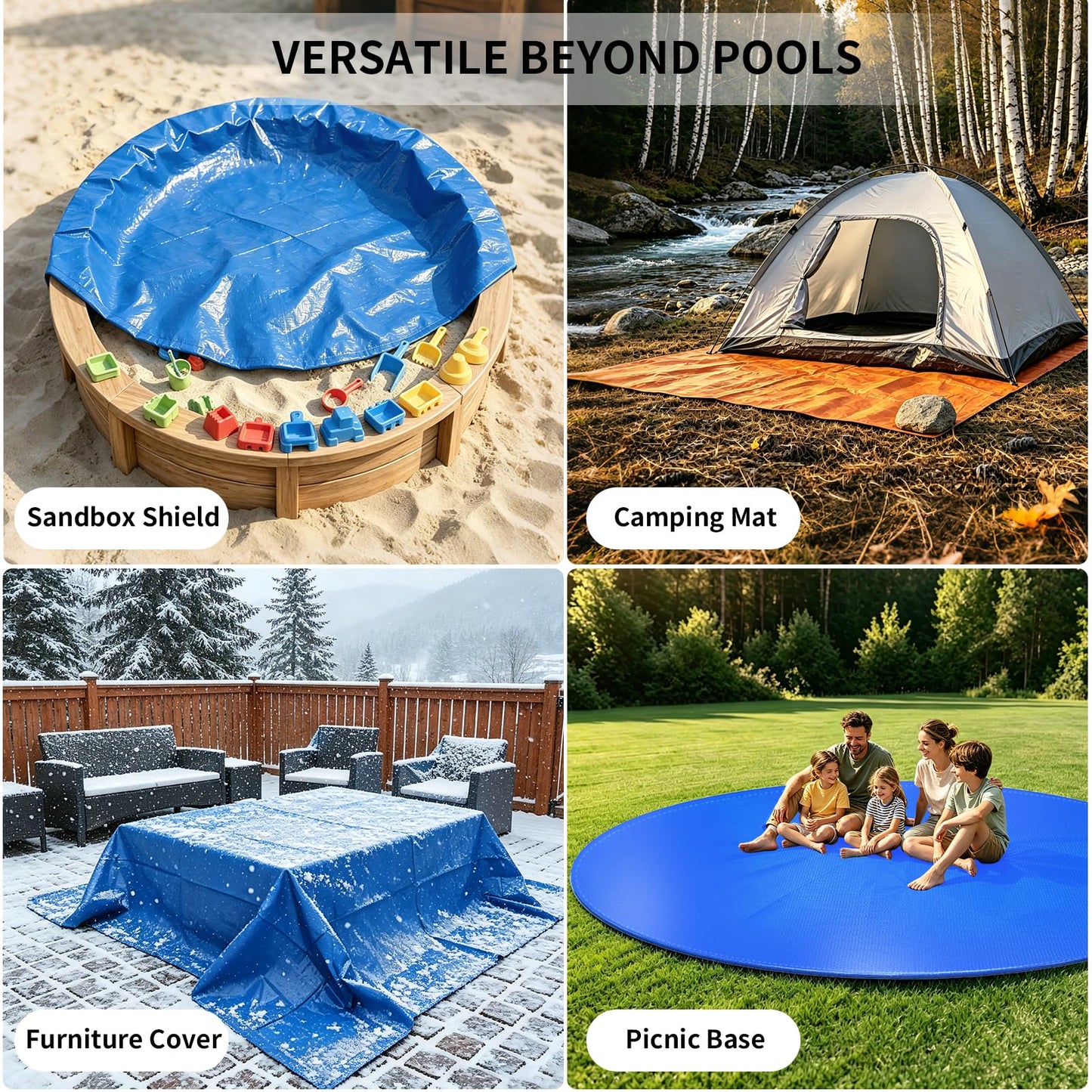 21FT Round Pool Liner Pad for Above Ground Pools, Thickened Puncture-Resistant Under Mat, Heavy-Duty Underlayment, Outdoor Tarp Protector for Concrete/Lawn, Pool Floor Base Pad, Extends Liner Life