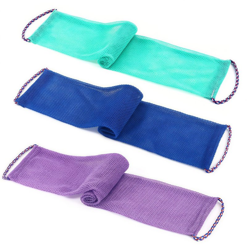 Votuyet 3 Pack African Net Sponge, Long Exfoliating Net Washcloth Bath Sponge, Wash Net Body Back Scrubber for Shower/Loofah Users