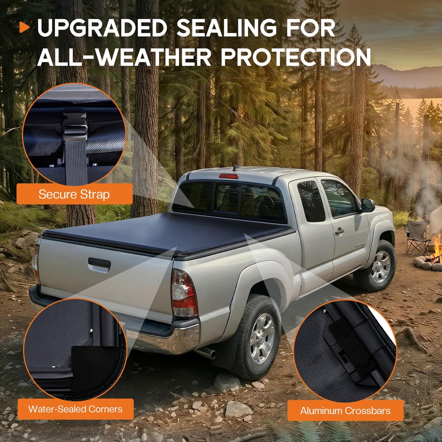 Albott 5 FT Soft Tri-fold Truck Bed Tonneau Cover for 2016-2026 Toyota Tacoma Bed Cover for Trucks (Only Fits Models with Factory Deck Rail System)
