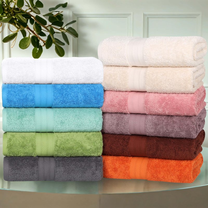 Superior Superior Long Staple 100% Combed Cotton 700GSM Solid 4-Piece Bath Towel Set for Bathroom, Shower, Kitchen-Super Soft, Plush, Highly Absorbent, Assorted 4-Piece Towels, Sandstone