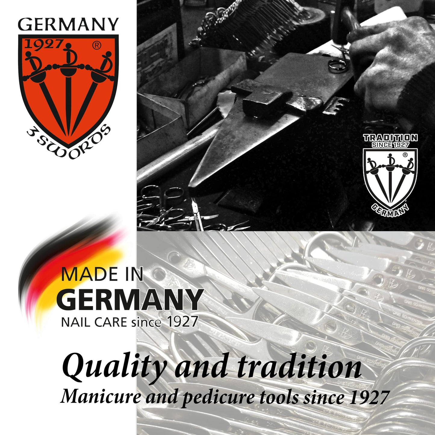 3 Swords Germany - brand quality 6 piece manicure pedicure kit set for professional finger & toe nail care with synthetic leather case - Made in Germany - pink