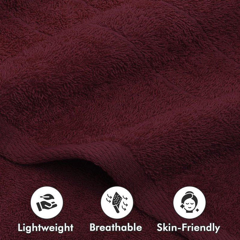 Novo Home Bath Towels Set of 4 – 100% Cotton Burgundy Extra Large Towels for Bathroom, Spa Use (55x28 in) – Super Soft and Quick Dry Large Bath Sheets for Adults