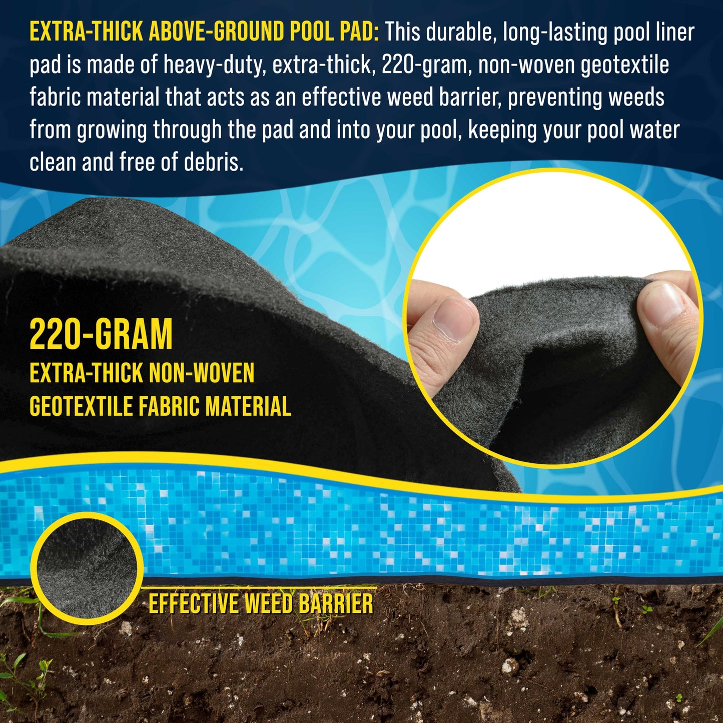 U.S. Pool Supply Ground Shield 15-Foot x 30-Foot Oval Heavy Duty Pool Liner Pad for Above Ground Swimming Pools - Protects Pool Liner, Prevents Punctures, Weed Barrier, Eco-Friendly Extends Liner Life