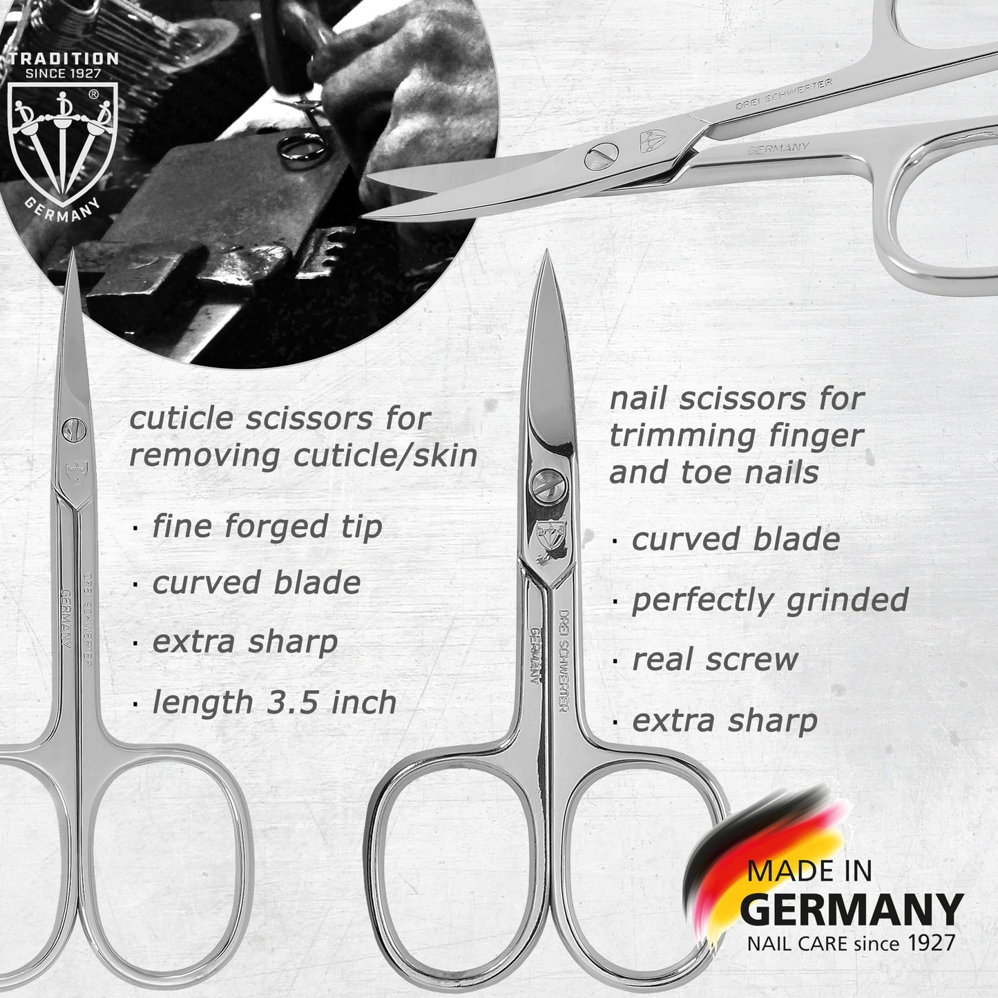 3 Swords Germany - brand quality 12 piece manicure pedicure grooming kit set for professional finger & toe nail care with burgundy synthetic leather case - Made in Germany