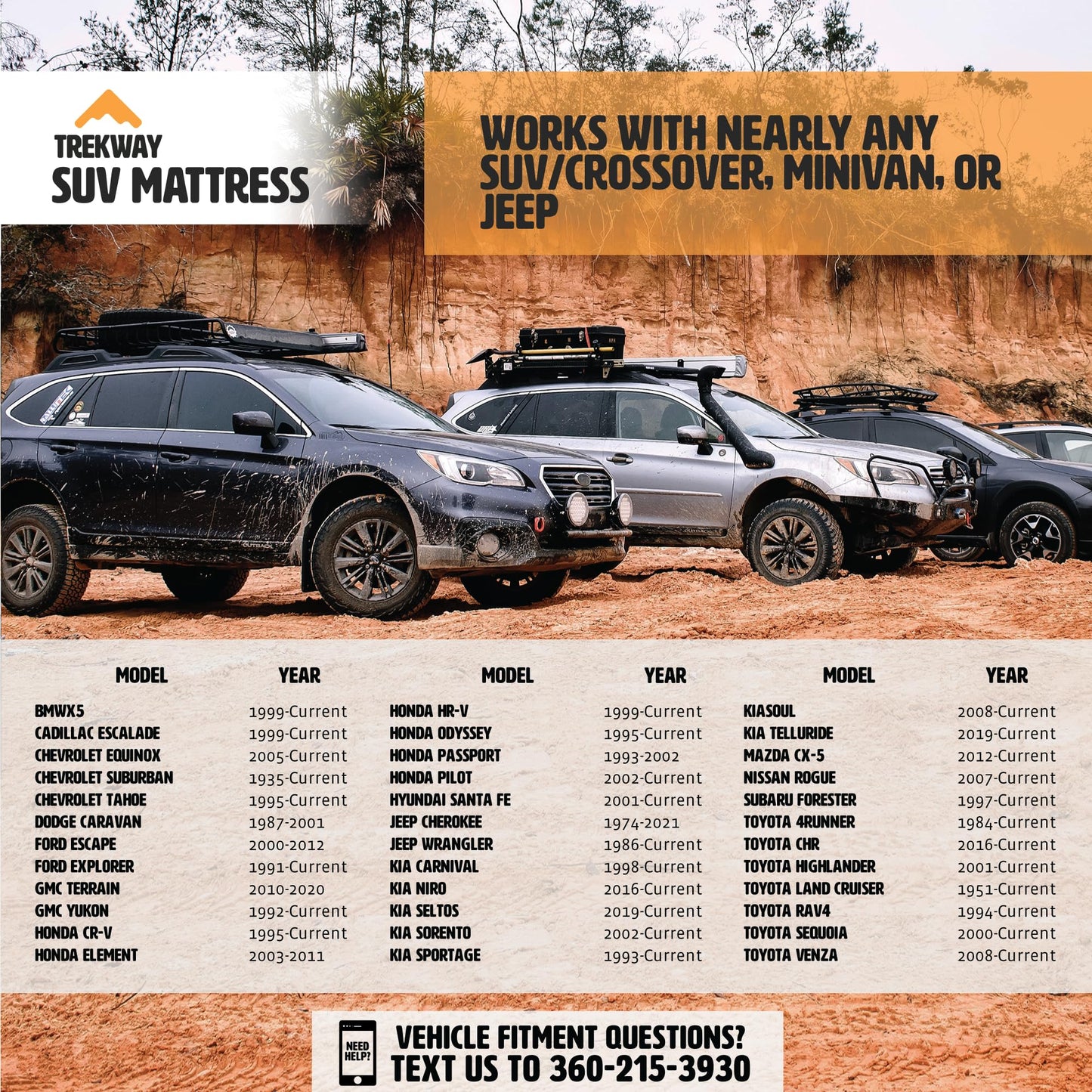Offroading Gear SUV/Van Inflatable Air Mattress w/Side Chambers - Car Camping Bed - for 4Runner, Outback, Forester, Cherokee, RAV4, Blow Up Inflatable. from Trekway