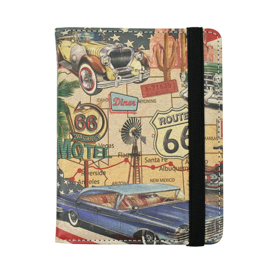 Passport Holder for Women and Men PU Leather Passport Cover for Travel (American Vintage Route 66)
