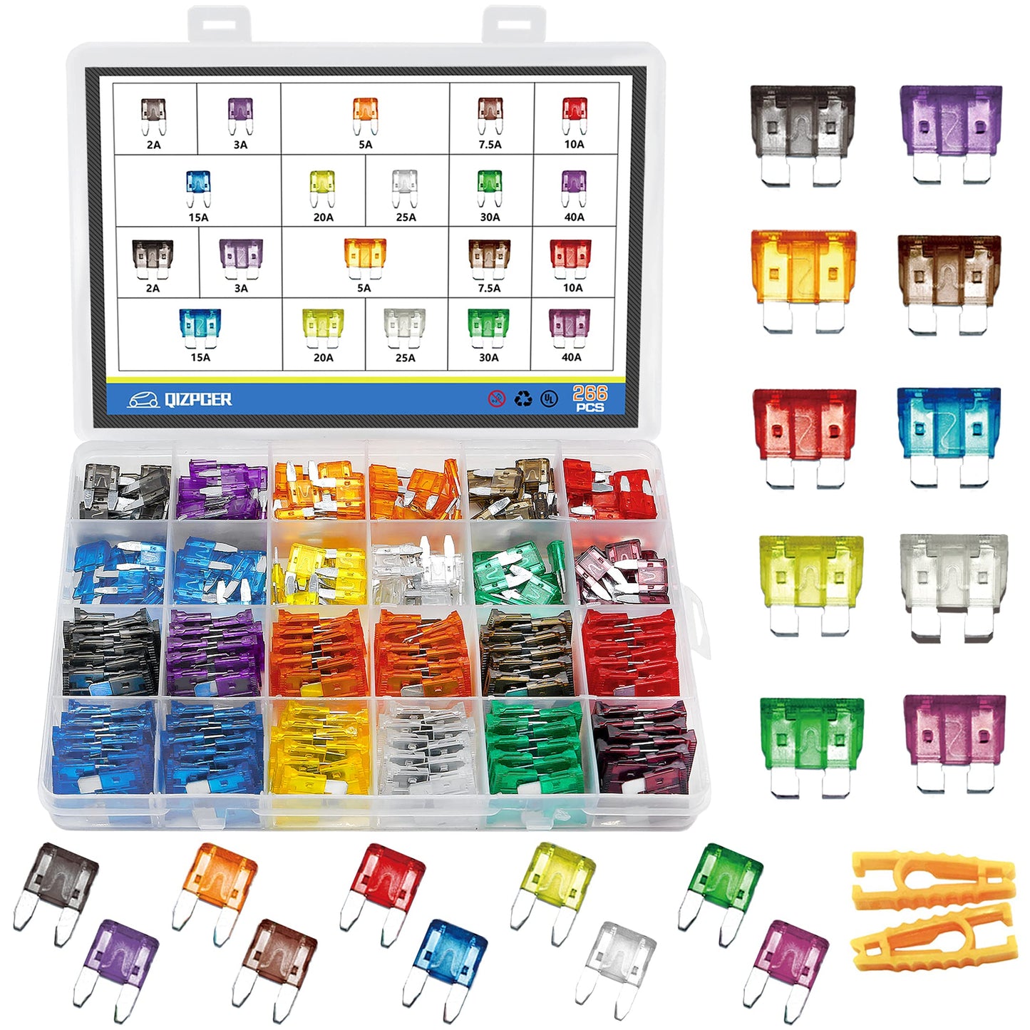 140 Pcs Fuses Automotive Kit - Blade Auto Fuse Assortment Standard and Mini Car Fuse for Marine, RV, Camper, Boat, Truck (5A 7.5A 10A 15A 20A 25A 30AMP/ATC/ATO)