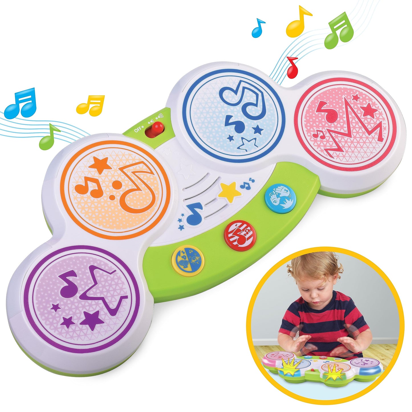 HAP-P-KID Magic Touch Drum, Toddler Light Up Music Bongos Toy, Infant Touch Sensor Musical Instrument Baby Drum, Birthday for 9 12 18 24 Month, 1 2 3 Year Old Boys Girls