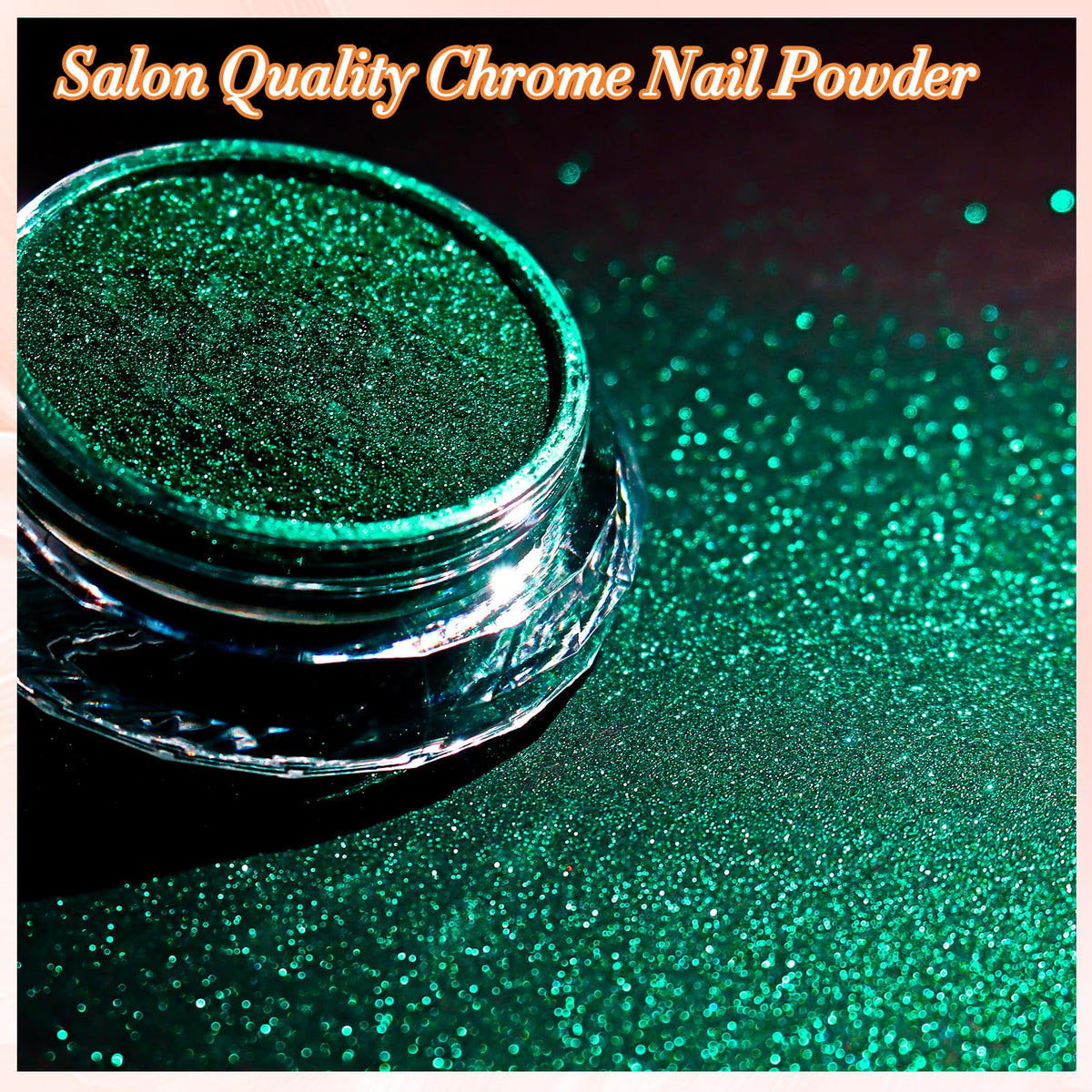 FNNZ Chrome Nail Powder, Emerald Metallic Nail Powder Pigment Premium Mirror Effect Green Nail Art Glitter Dust for Gel Polish Decoration Home DIY Nail Salon Manicure Nail Supplies