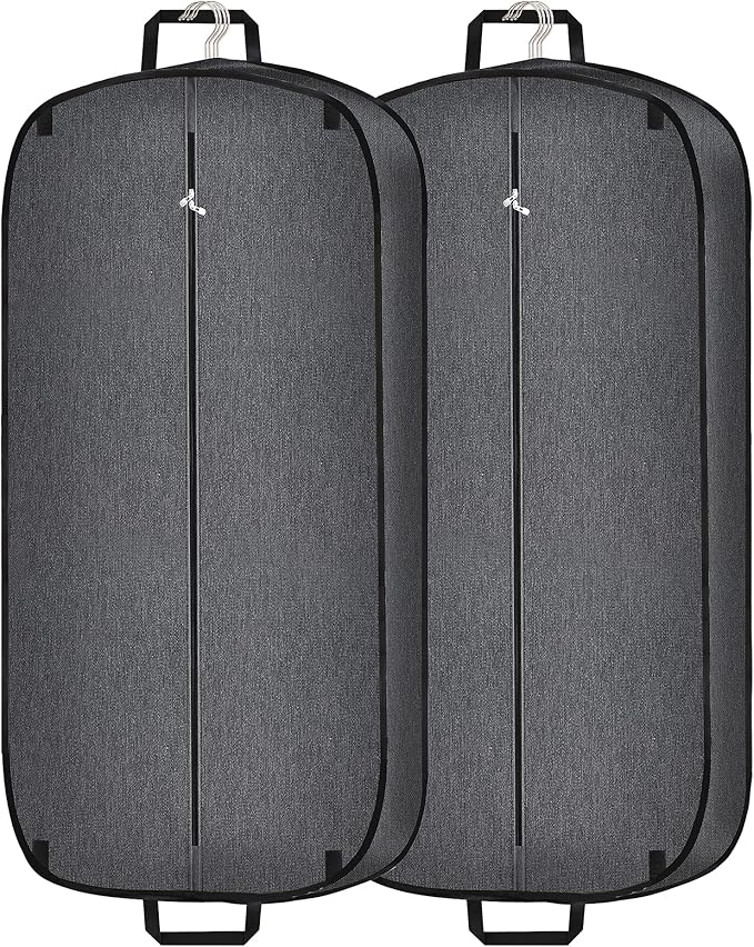 Limoomil Heavy Duty Waterproof Garment Bag for Travel, Tear Resistance Suit Bag for Men Travel for Suits, Tuxedos, Coats, Uniform. 42 inch, Darkgrey, 2 Pack.â¦