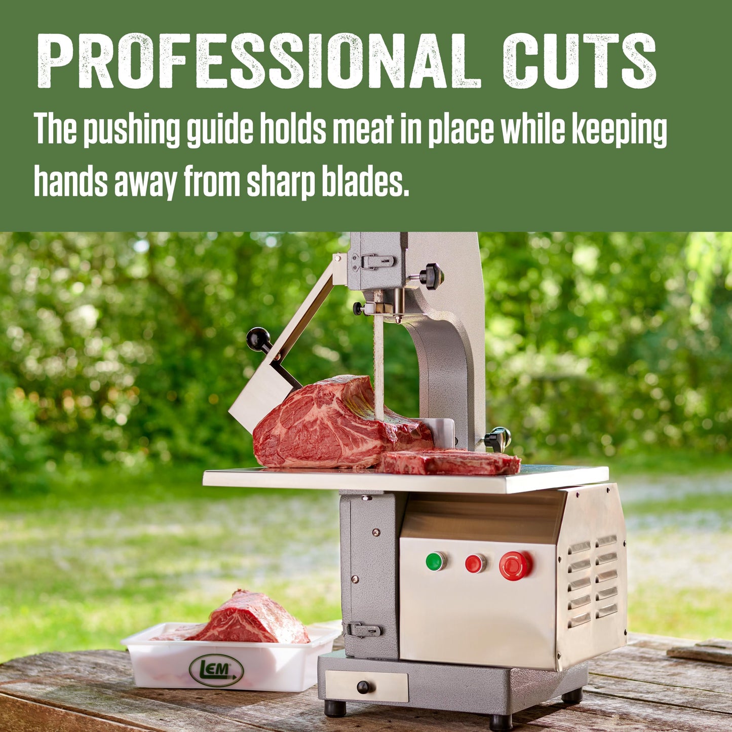 LEM Products Electric Tabletop Meat Saw, Meat and Bone Cutter Bandsaw Machine for Butchering