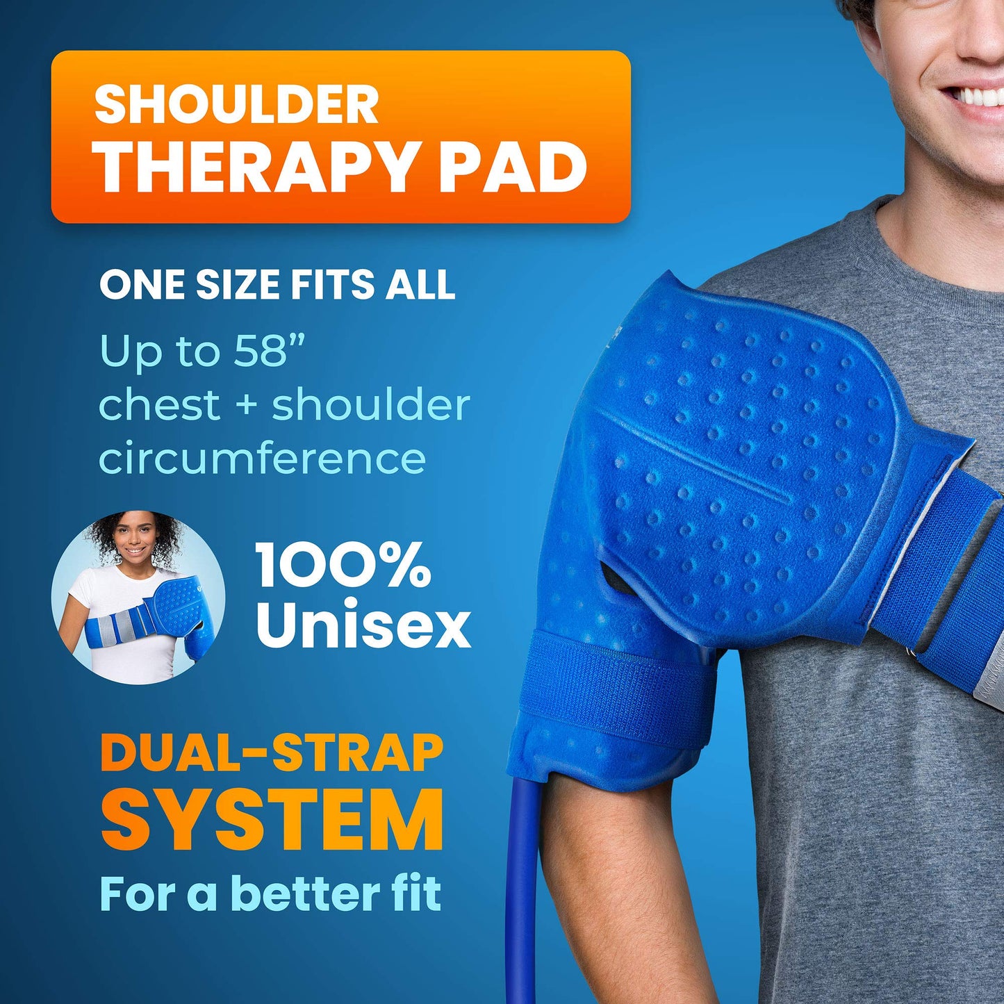 PhysioNatural Cold Therapy System with Large Shoulder Pad — for Post-Surgery Care, Rotator Cuff Tears, Swelling, Sprains, Inflammation, and Other Injuries — Wearable, Adjustable, Ergonomic — Cryotherapy Freeze Kit