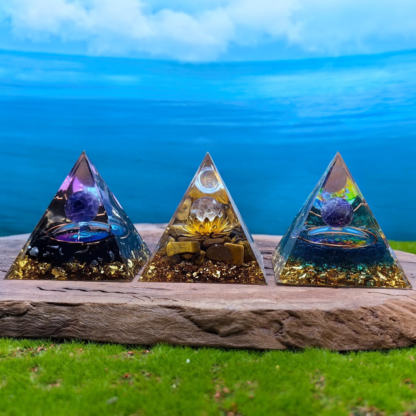 Healing Crystals Orgone Pyramid for Positive Energy, Stress Reduction, and Attracting Wealth and Luck Reduce Stress and Promote Healing with this Crystal Pyramid Home Decor (NO2,6cm)