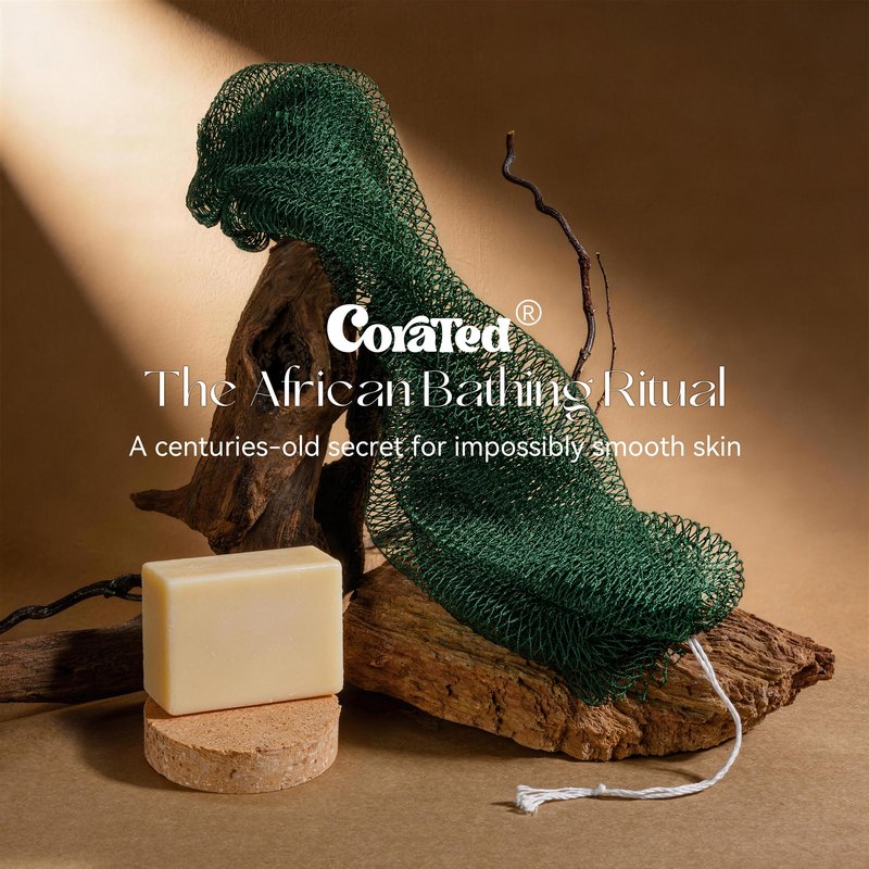 CORATED African Net Sponge Authentic, Shower Loofah Exfoliating Bath Sponge, Body Scrubber for Women and Men Daily Use Body Care, Travel Portable Bath Accessories Spa Gifts