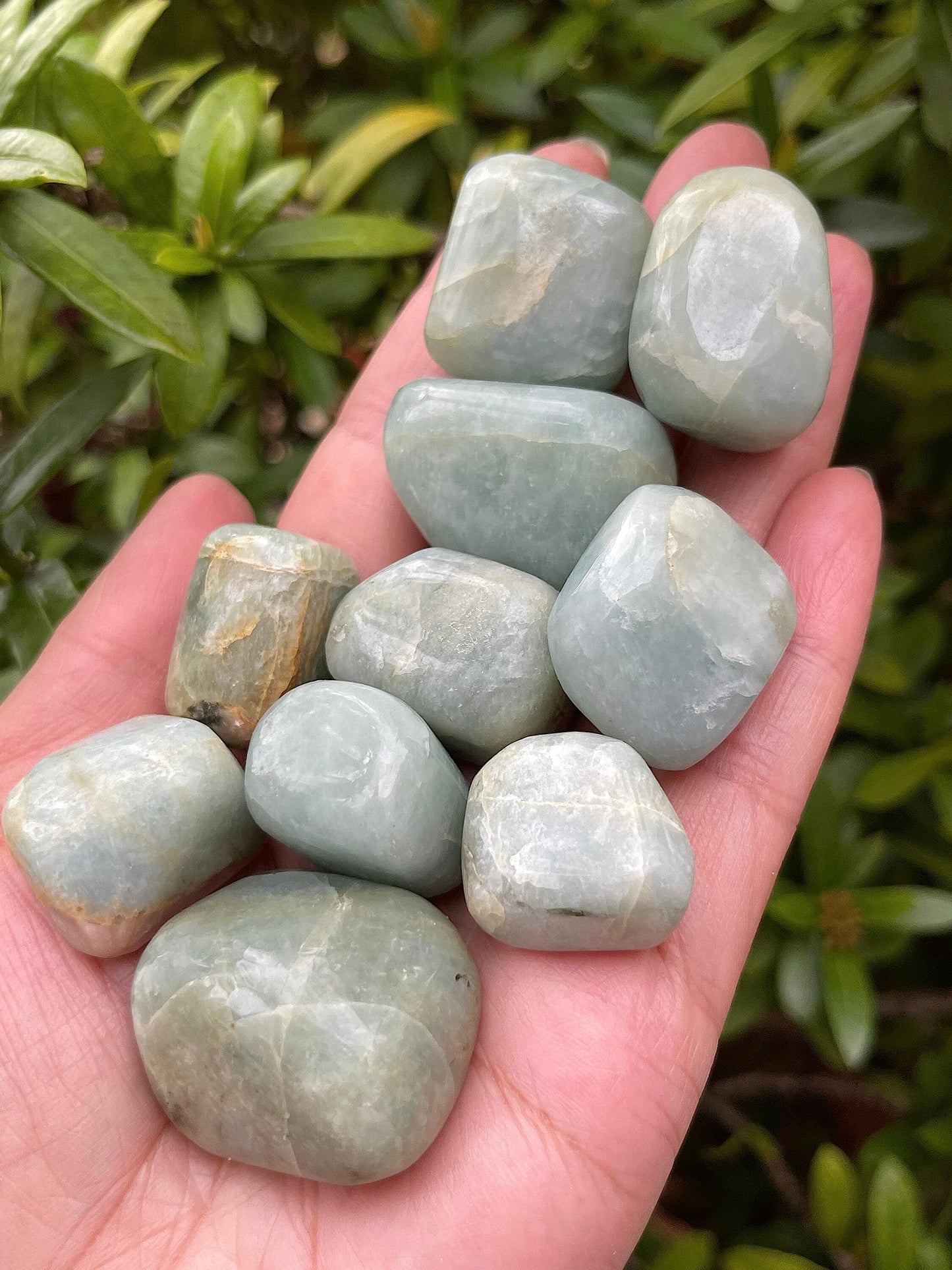 GAF TREASURES 5 Pcs Aquamarine Tumbled Stones, Polished Natural Aquamarine Gemstone, Aquamarine Healing Crystals (Aquamarine)