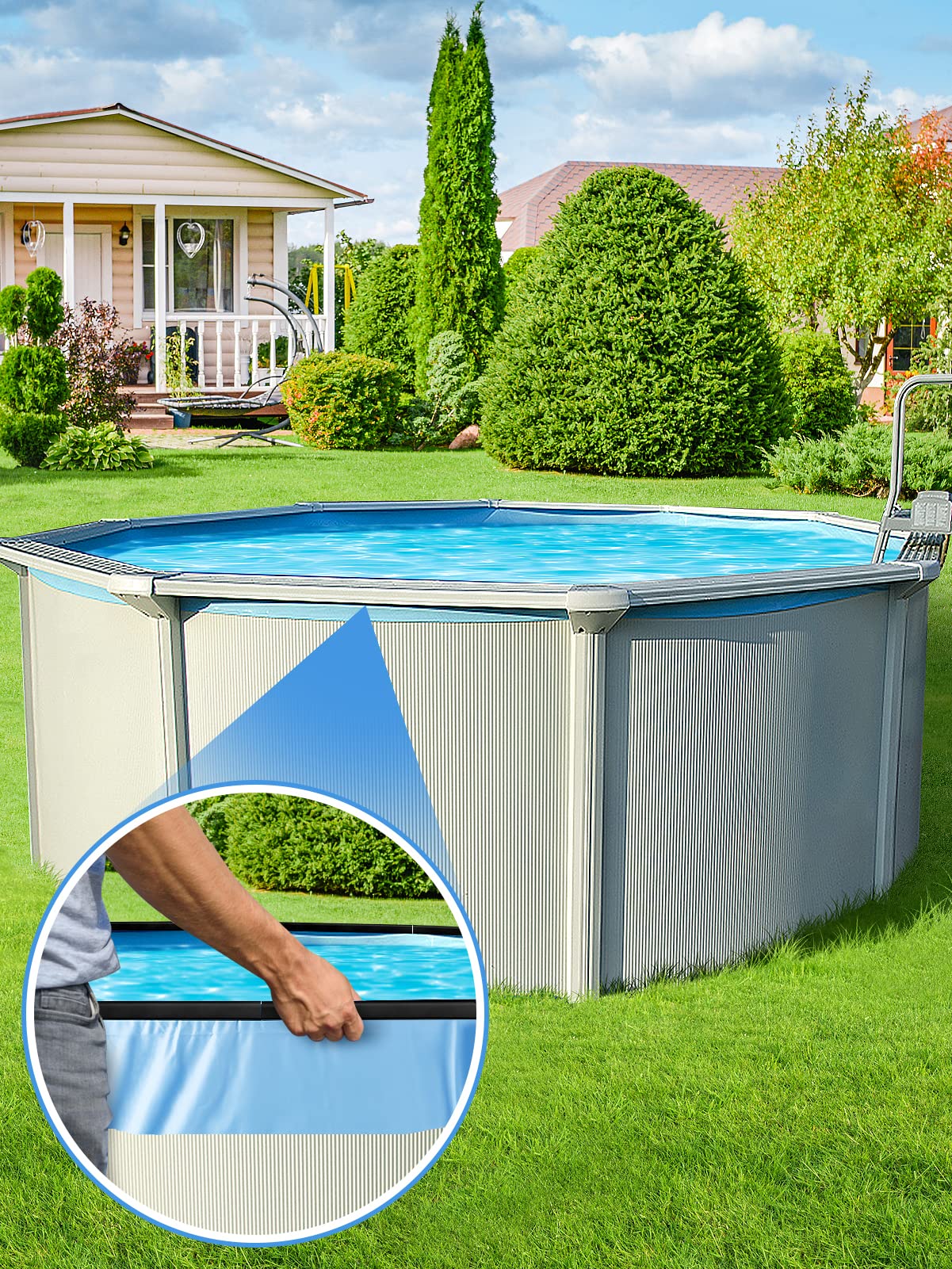 Biggun 24" Extra-Long Coping Strips for Overlap Above Ground Pool Liners - Easy to Install Swimming Pools Liner Lock Clip Replacement for 18ft/21ft Round or 12 * 24ft Oval Pool(Qty 33)