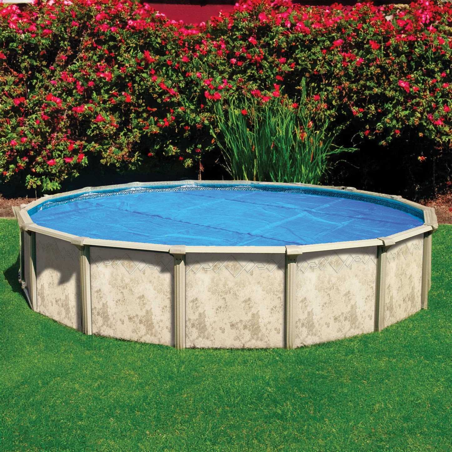 In The Swim 15' Standard Blue Round Solar Pool Cover 8 Mil for Solar Heating Above Ground Pools and Inground Pools