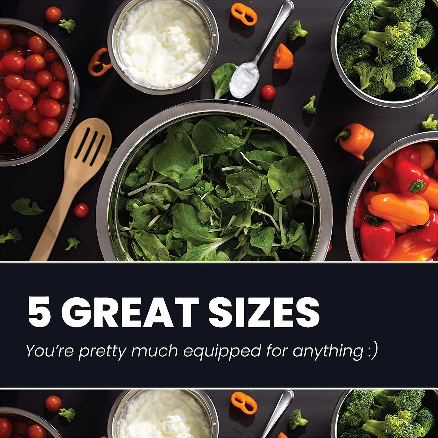 WHYSKO Meal Prep Stainless Steel Mixing Bowls Set, Home, Refrigerator, and Kitchen Food Storage Organizers | Ecofriendly, Reusable, Heavy Duty (Gray)
