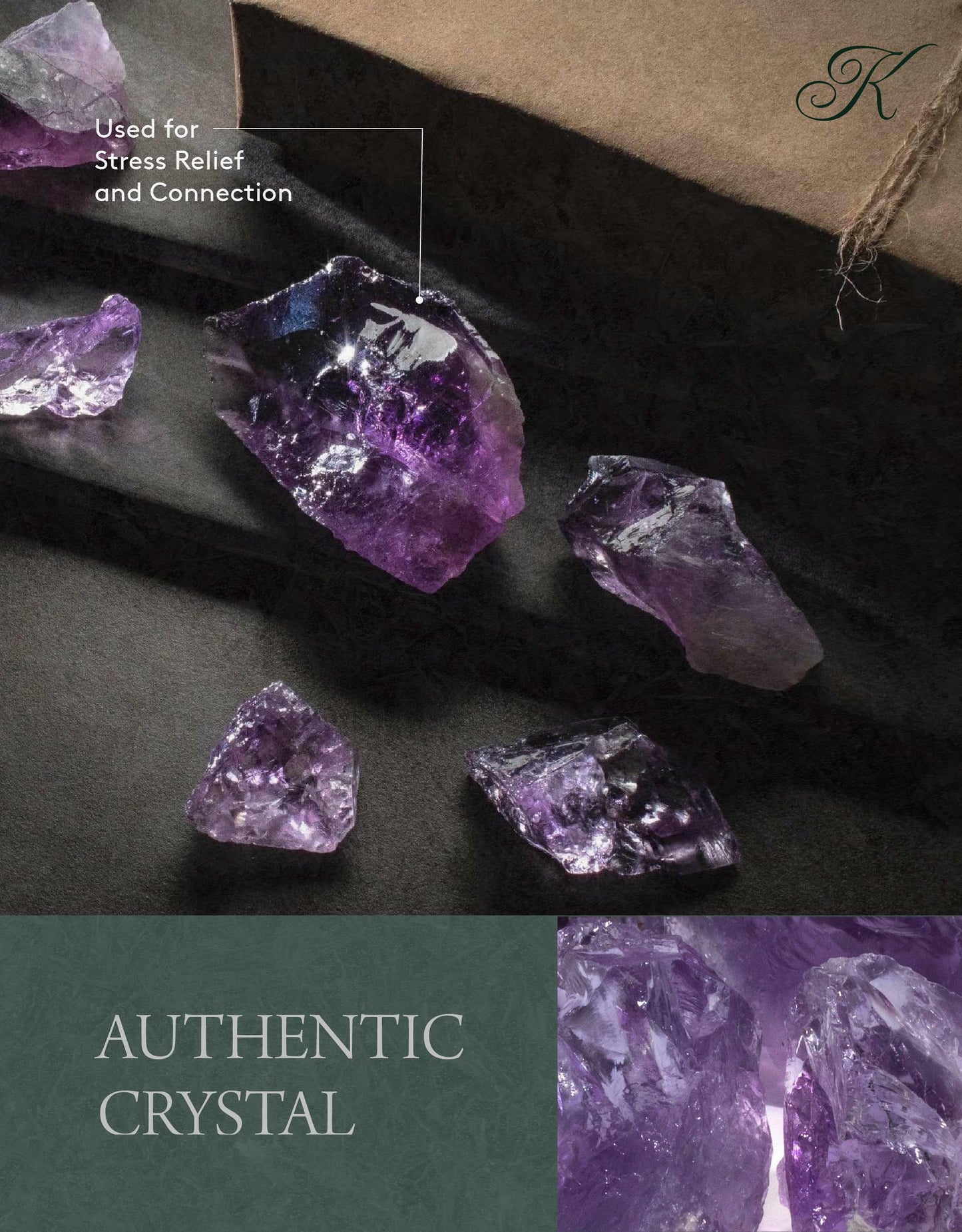 KALIFANO Rough Amethyst with Healing & Calming Effects - AAA Grade High Energy Raw Amatista with Information Card - Reiki Crystal Used for Stress Relief and Tranquility (Family Owned and Operated)