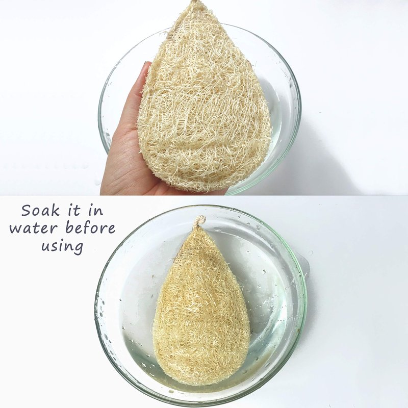 Miw Piw Natural Loofah Dish Sponge Pack 3 Vegetable Scrubber for Kitchen -100% Biodegradable Compostable Dishwashing Scouring Pad Zero Waste Plastic Free Eco Friendly Sustainable