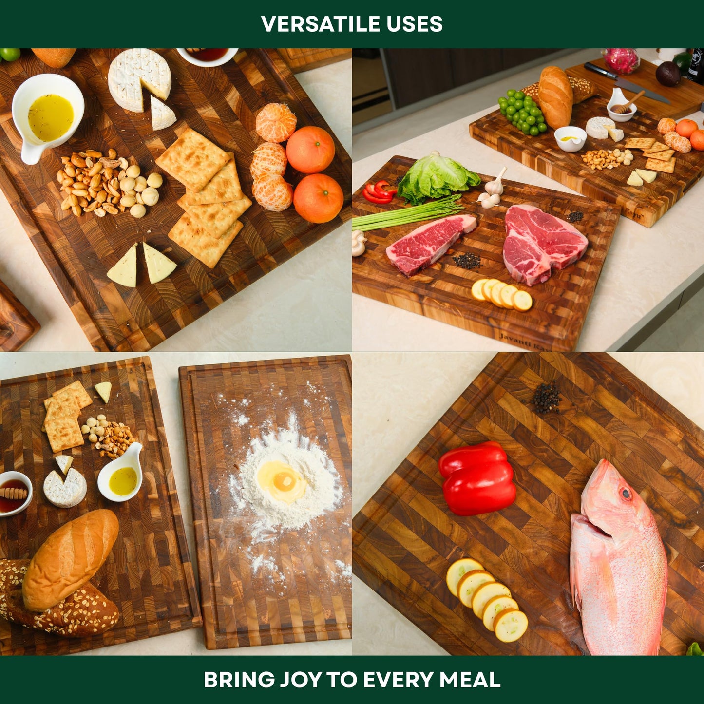 Teak End Grain Cutting Board (L: 18"x12") – 100% Solid Wood Butcher Block with Juice Groove – Knife Friendly, Self-Healing & Professional – Thick Wooden Grain Cutting Board for Meat, Cheese - Gift Box