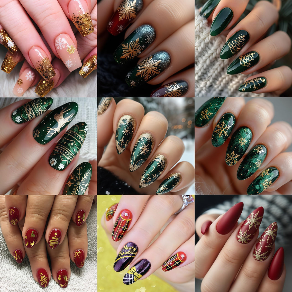 12 Pcs Christmas Nail Stickers Gold Glitter Snowflake Nail Decals Metallic Santa Claus Gingerbread Man Xmas Tree Nail Supplies Christmas Snowmen Nails Supplies for Women Winter Holiday DIY Manicure