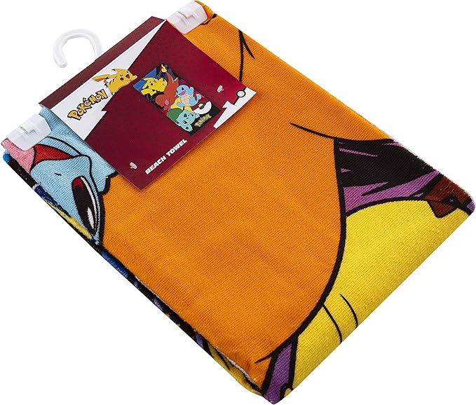 NORTHWEST Pokemon Beach Towel, Pikachu Charmander Squirtle Bulbasaur, Soft and Absorbent 30" x 60", Sunset Pokemon (Pack of 6)