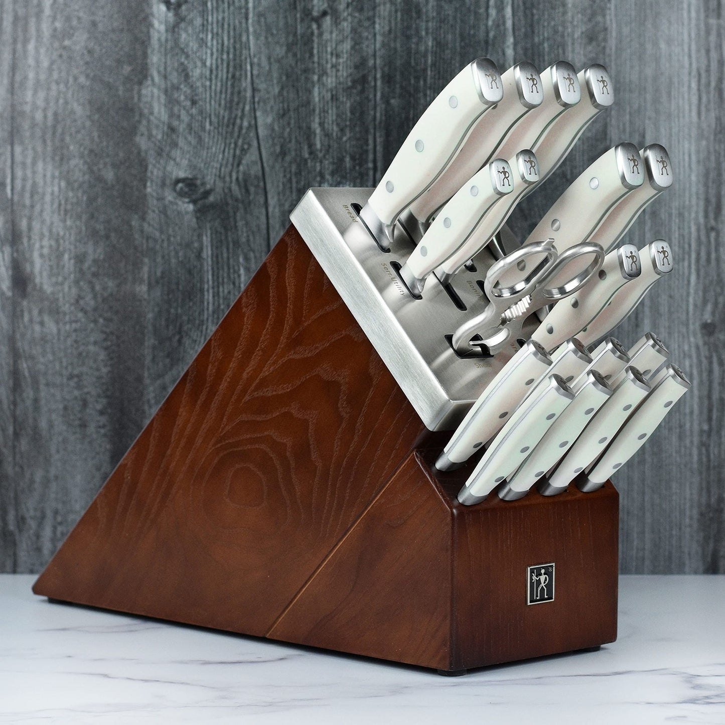 Henckels Forged Accent 20 Piece Self Sharpening Knife Block Set - Off-White Handles