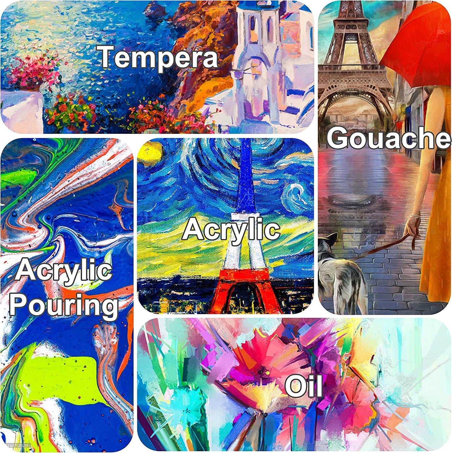 Large Canvas for Painting 30x40 Inch 3-Pack, 12.3 oz Triple Primed 100% Cotton Stretched Canvas, Blank Large Canvases for Oil Paint Acrylics Pouring & Wet Art Media