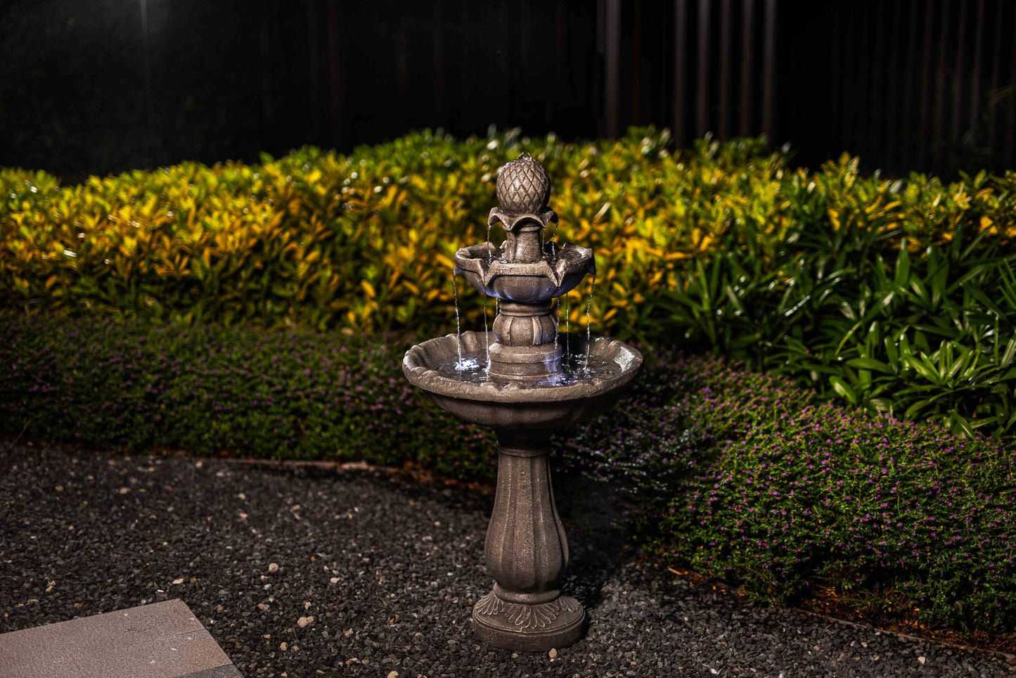 Warm Garden 3 Tiered Outdoor/Indoor Water Fountains –42.2 in. Tall, Like Stone Bird Bath for Outside, Elegant Waterfall Feature for Garden, Yard, Patio, Home Decor (Grey)