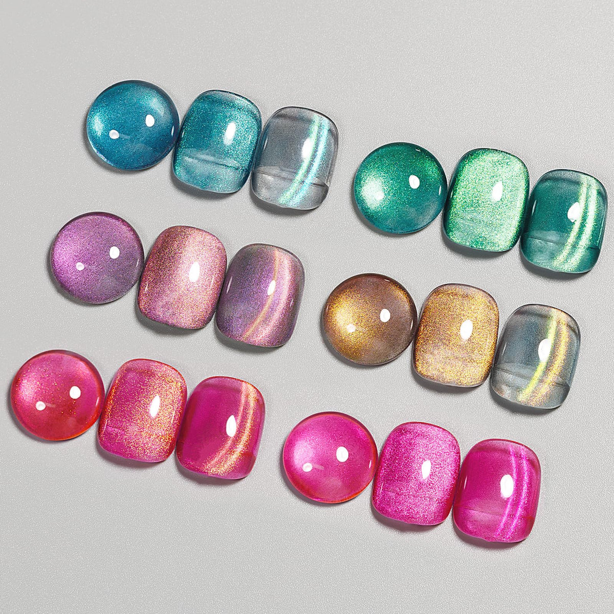 MIZHSE Cat Eye Gel Polish Set, 6 Colors Holographic Magnetic Gel Polish Set with Magnet Stick, Glitter Pink Green Blue Purple Magnetic French Nails Nail Polish Kit Gift Set for Women