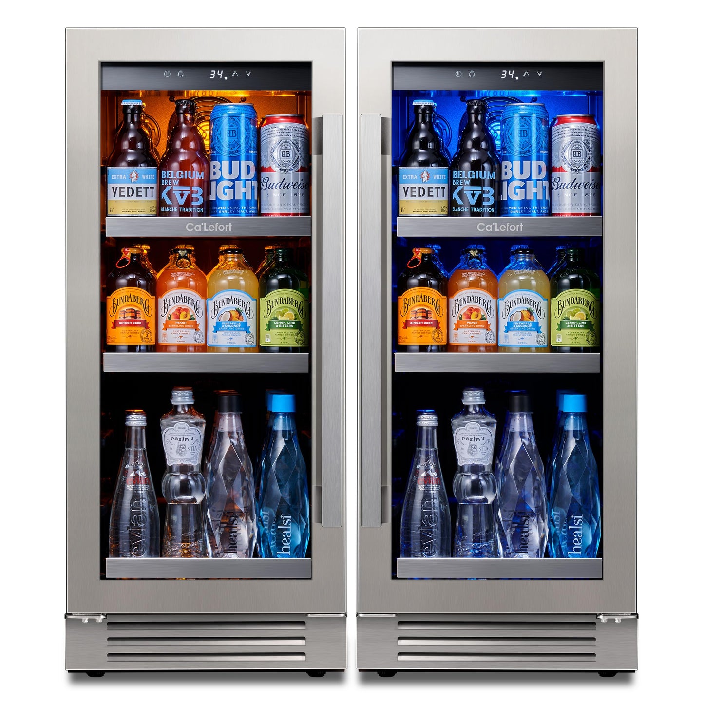 Ca'Lefort Beverage Refrigerator Cooler - 30 Inch 34-54°F Beverage Fridge Glass Door, Drink Fridge Glass Door 3 LED Beverage Cooler Built-in or Freestanding, Perfect for Home/Kitchen(6.0 Cu.ft)