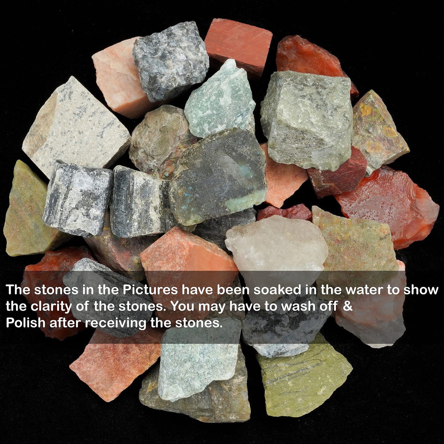 Mixed Raw Stones For Jewelry Making, Rough Gemstones and Crystals Bulk, Tumbling Bulk, Polishing, Cabbing, Lapidary, Fountain Rocks, Decoration, Wire Wrapping, Gem Mining, Reiki Healing 1 lb