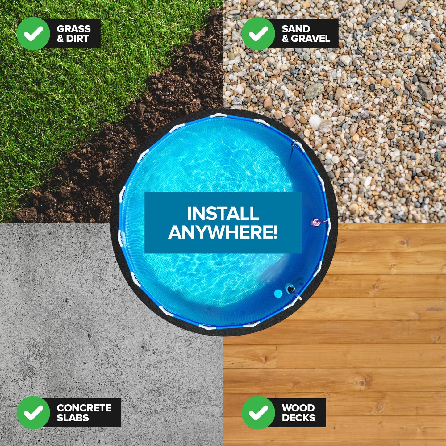 Above Ground Pool Liner Pad, 24' Foot Round, Pre-Cut Heavy Duty Outdoor Pool Pads for Above Ground Pools, Black Swimming Pool Liners for Padding and Protection, Thick Pool Mats to Prevent Punctures