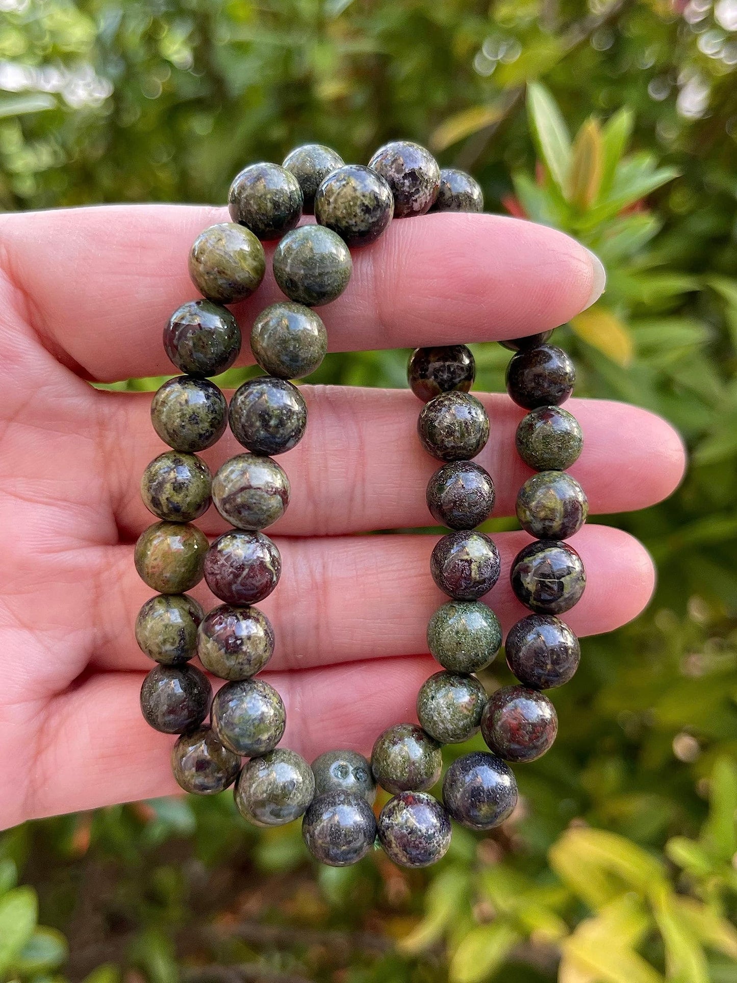 GAF TREASURES Dragons Blood Jasper Crystal Bead Bracelet 8mm, Genuine Dragons Blood Jasper Stretch Gemstone Bracelet, Healing Crystal Bracelet, Gift for Men & Women (1)