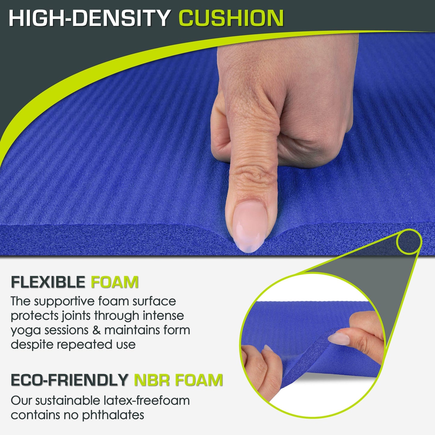 ProsourceFit Extra Thick Yoga Knee Pad and Elbow Cushion 15mm (5/8”) Fits Standard Mats for Pain Free Joints in Yoga, Pilates, Floor Workouts