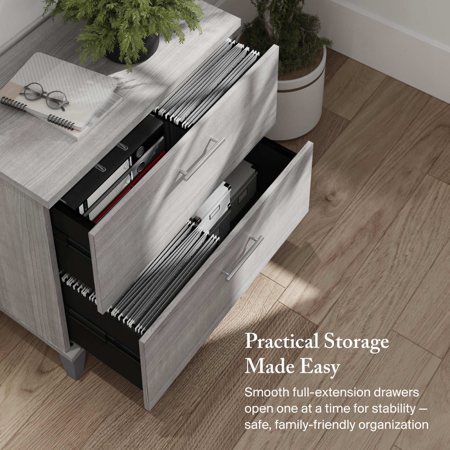 Bush Home 2 Drawer Lateral File Cabinet, Letter and Legal-Size Document Storage for Home or Professional Office, Somerset Collection, Platinum Gray