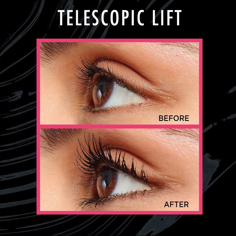 L'Oreal Paris Telescopic Lift Mascara, Lengthening and Volumizing Eye Makeup, Lash Lift with Up to 36HR Wear, Waterproof, Black, 0.33 Fl Oz