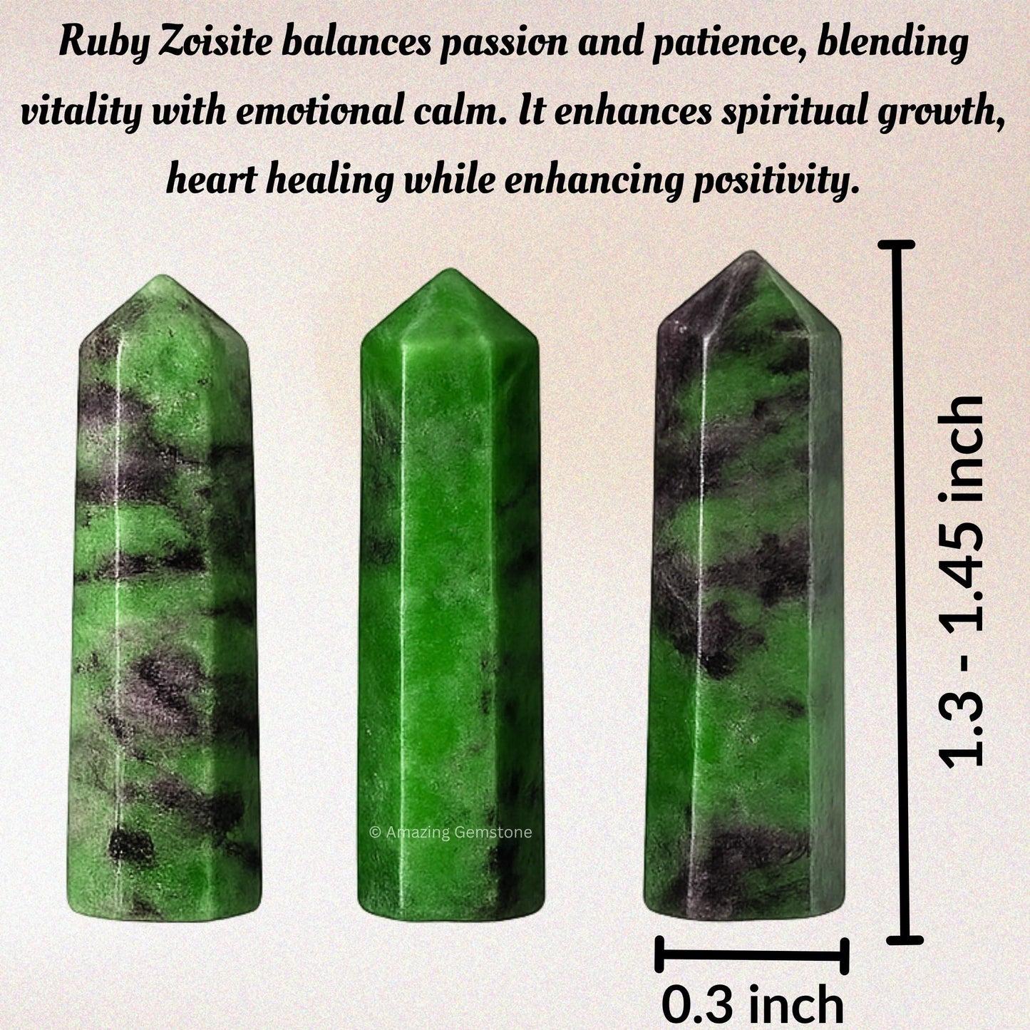 Amazing Gemstone Ruby Zoisite Crystal Points Bulk Healing Crystals - Pack of 3 Single Terminated Healing Wand Point Bulk Crystals for Crafts,Crystal Grid,DIY Work - Premium Crystals - Beginners Gift
