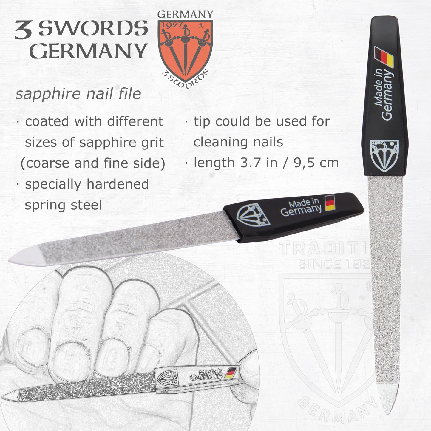 3 Swords Germany - Brand Quality 4 Piece Manicure Pedicure Grooming kit Set for Professional Finger & Toe Nail Care Tweezers File Clipper Fashion Leather case in Gift Box, Made by 3 Swords (02570)