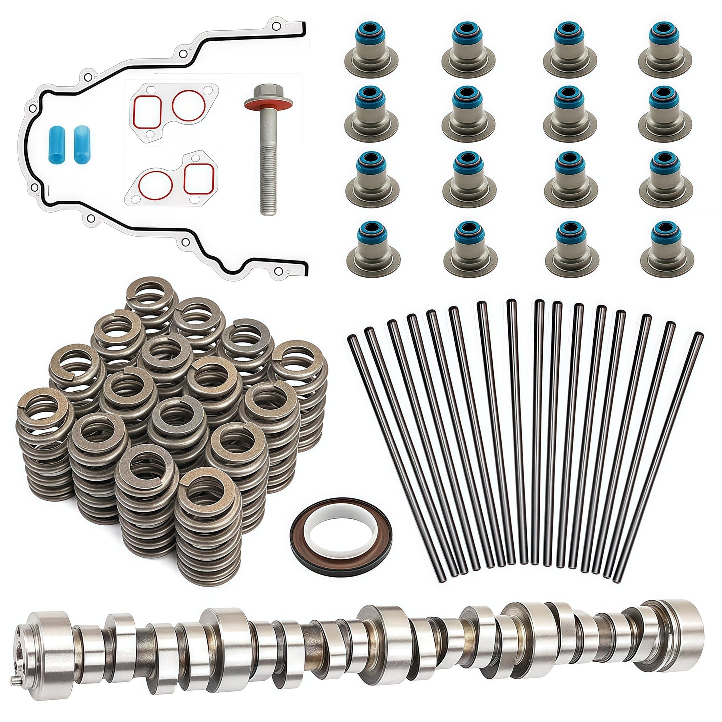 E1840P Stage 2 LS Camshafts Kit & Springs Seals Pushrods Fit For Gen 3/4 LS 4.8L 5.3L 5.7L 6.0L 6.2L 1997-2013 Fit For Chevrolet Silverado Tahoe Suburban GMC Sierra Yukon Pontiac G8