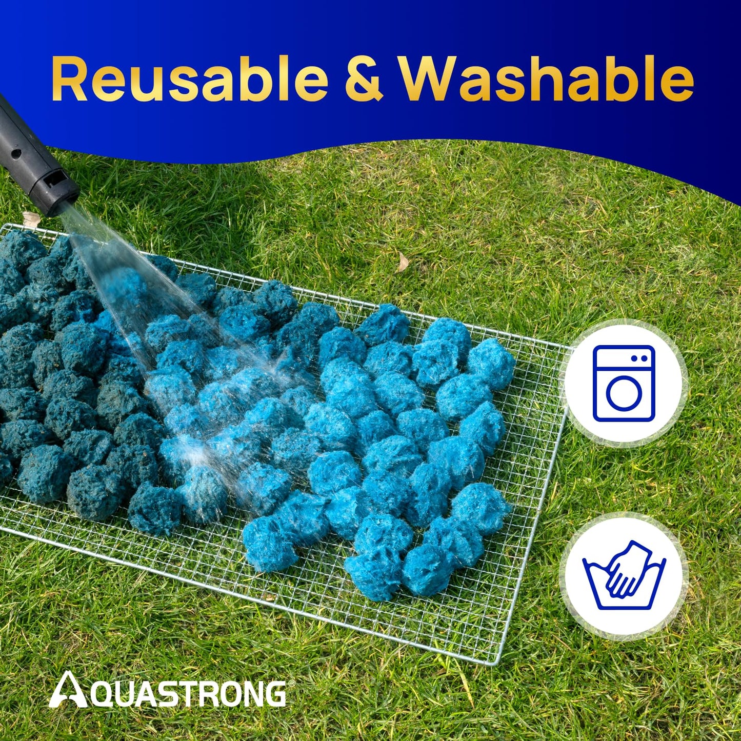 AQUASTRONG Pool Filter Balls for Sand Filter Pump, 5.5 lbs Reusable Sand Filter Balls (Replaces 200 lbs Pool Filter Sand), Efficient Blue Filter Balls for Swimming Pools, Filter Pumps, Aquariums