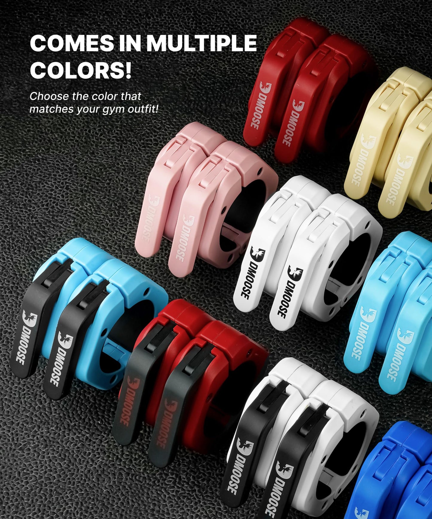 DMoose Barbell Clips (Pair) - Quick Release Olympic Barbell Clamps with Anti Slip TPR Grip, 2" Barbell Collars for Secure Weightlifting & Powerlifting (Purple & Black - Magnetic)