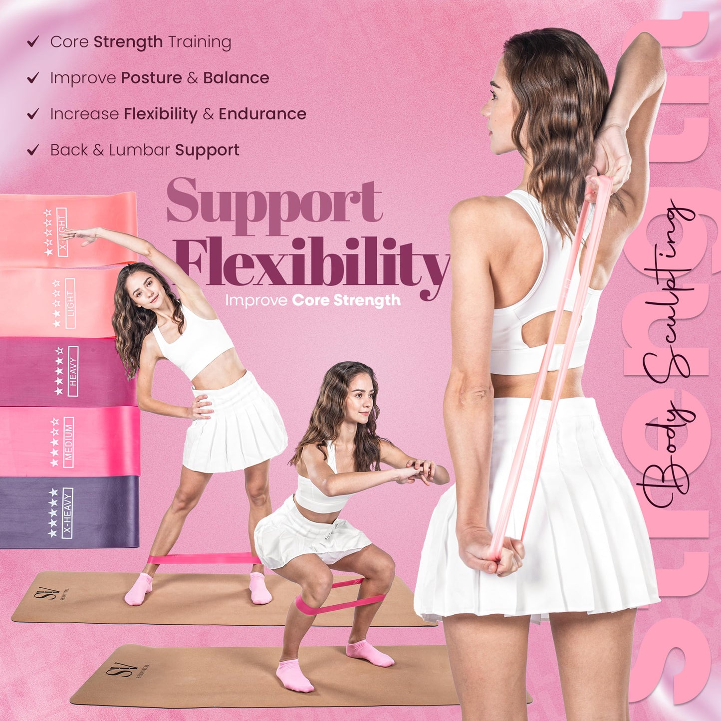 FlexiLuxe 14-Piece Pilates Kit for Home Workouts | Pilates Equipment Workout Set | Resistance Bands | Pilates Ring | Pilates Ball | Yoga Blocks | Home Pilates Kit | Pilates Workout Set | Home Pilates