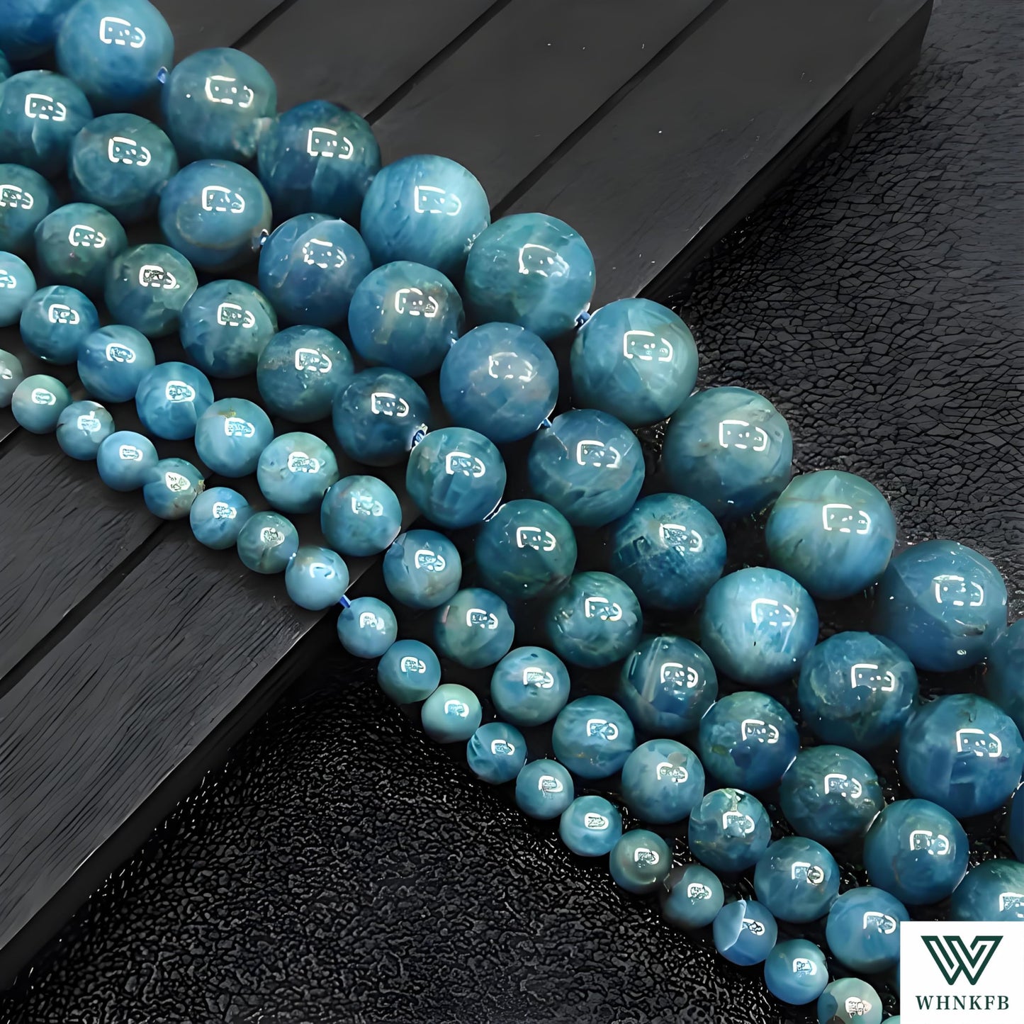 WHNKFB 6mm 100PCS Natural Blue Apatite Round Beads, Rare Phosphate Loose Gemstone Beads for Jewelry Making Craft - 4mm 6mm 8mm 10mm Options with Free Elastic Cord