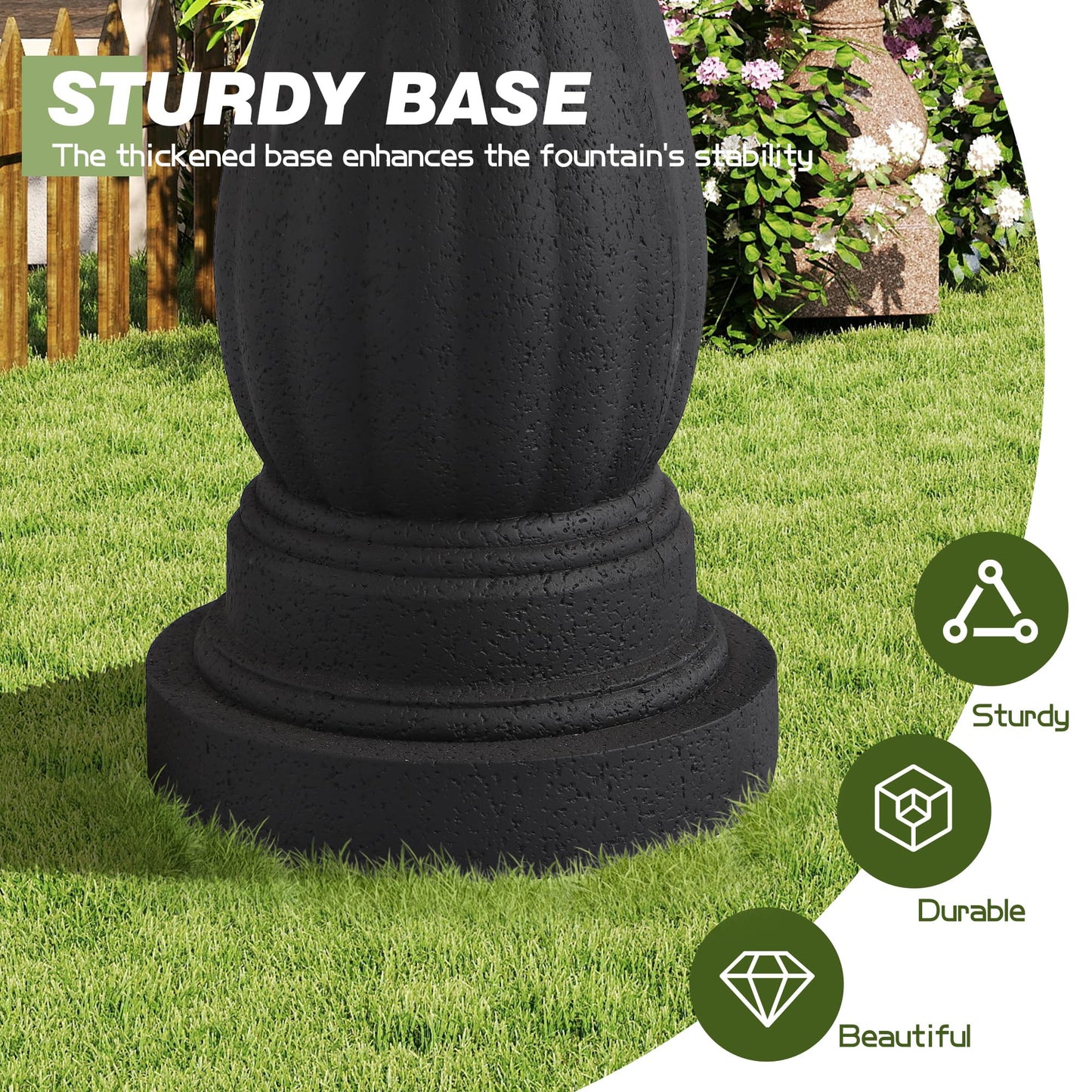 Dephet Italian Outdoor Water Fountains, 47.4'H Outside Garden Fountains and Waterfalls, Large Floor-Standing Cascading Indoor Resin Bubbler Fountain Features w/Pump for Patio Yard Decor, Black